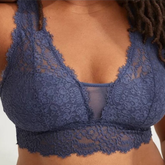 aerie Other - Aerie Eyelash Lash Lace Padded Bralette Navy Blue XL